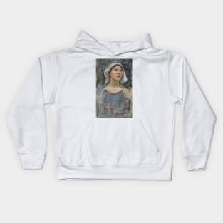 Head study for The Enchanted Garden by John William Waterhouse Kids Hoodie